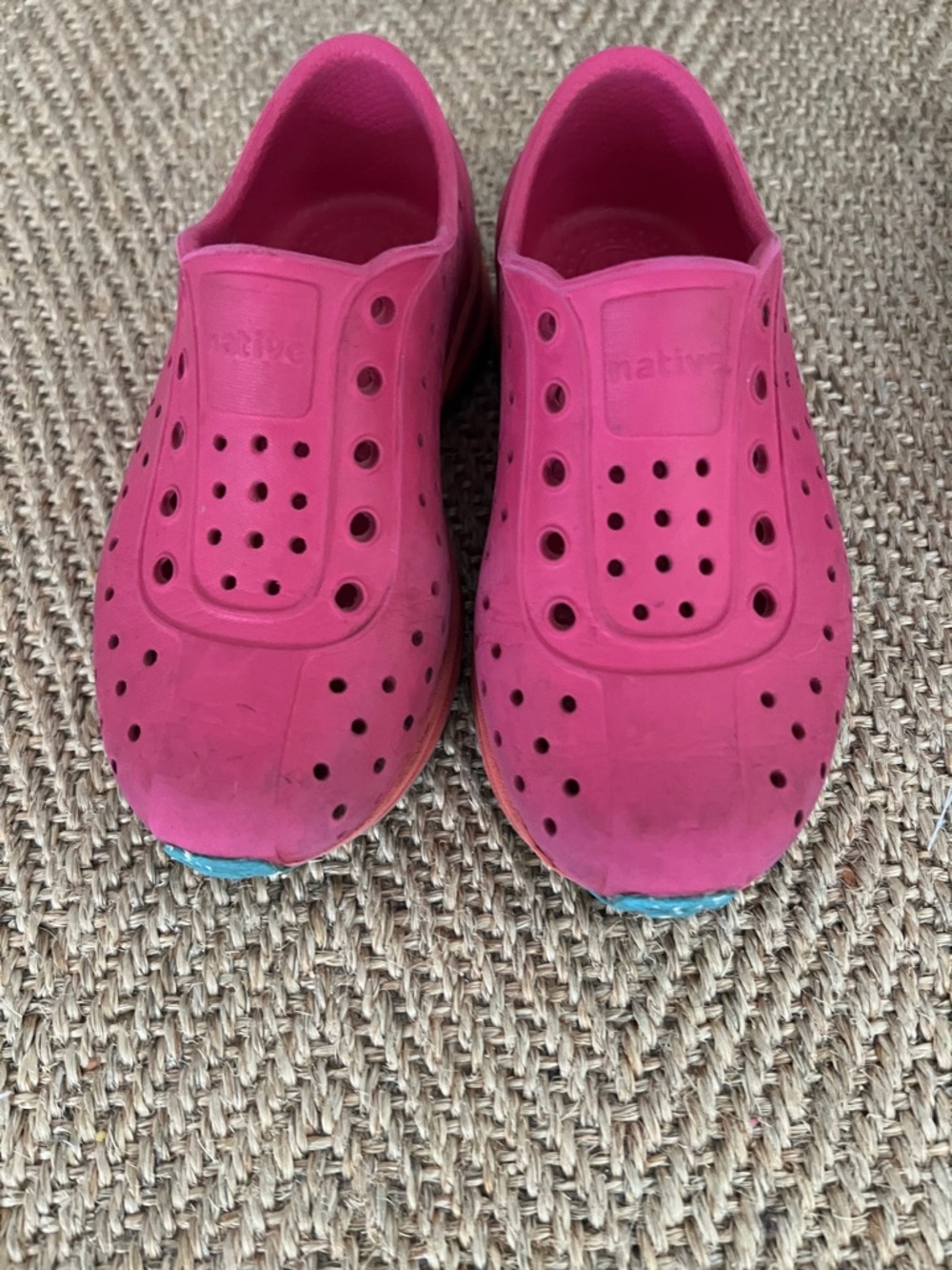 Native Kids pink Slip-On Shoes with Gray Dotted Soles
